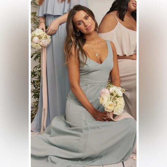 Show Me Your Mumu Jenn Maxi Sleeveless Bridesmaid Dress Silver Sage Size XXS NWT - Picture 1 of 8